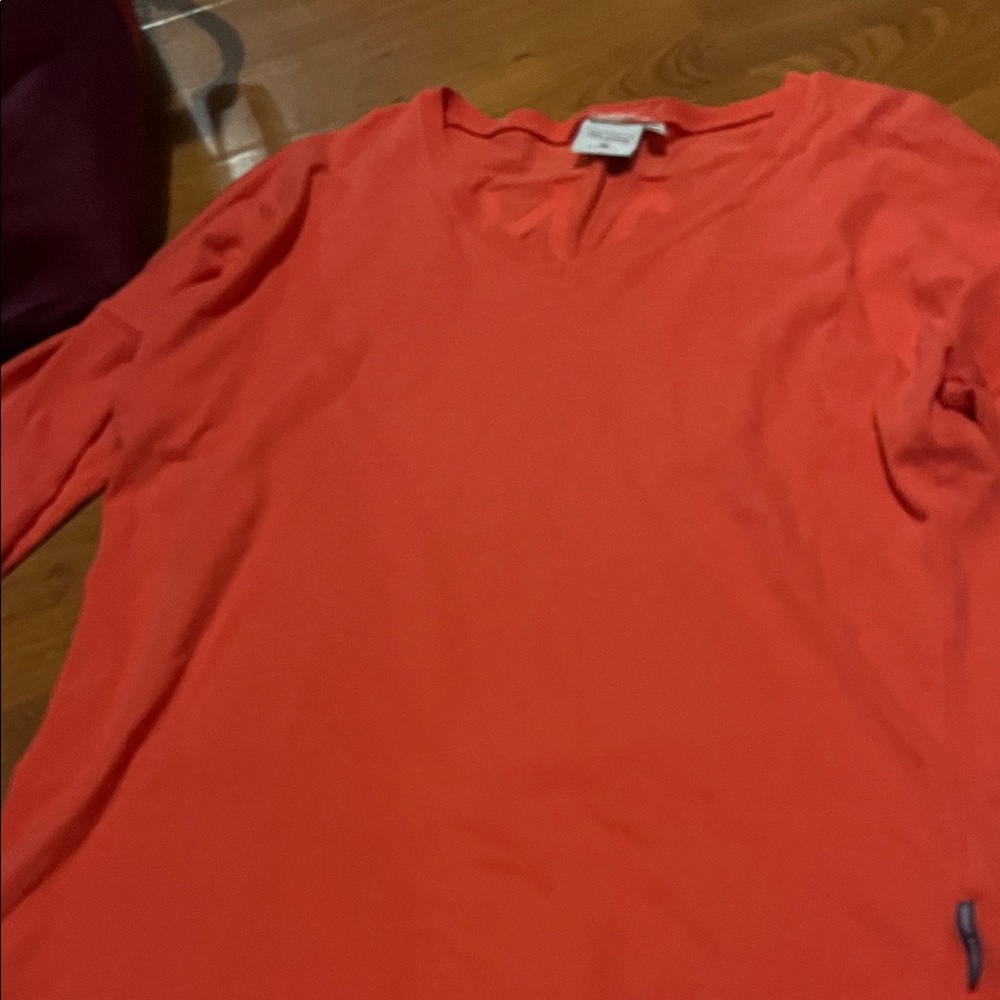 Men's Long Sleeve V-Neck Shirt - Bold Orange